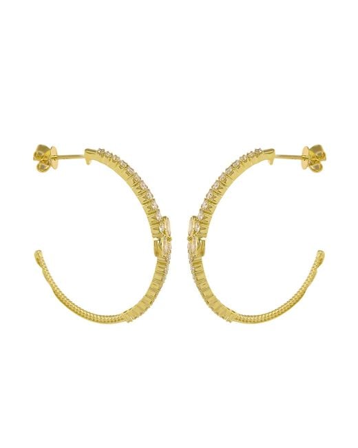 Artisan Metallic 14K Diamond Open Hoop Earrings