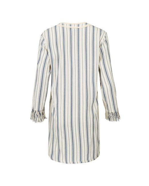 Boutique Kaotique White Moroccan Beach Cover Up Dress Kaftan Stripes