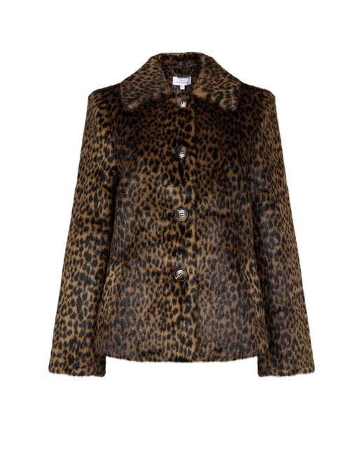 ISSY LONDON Brown Isla Vegan Faux Fur Jacket Cheetah