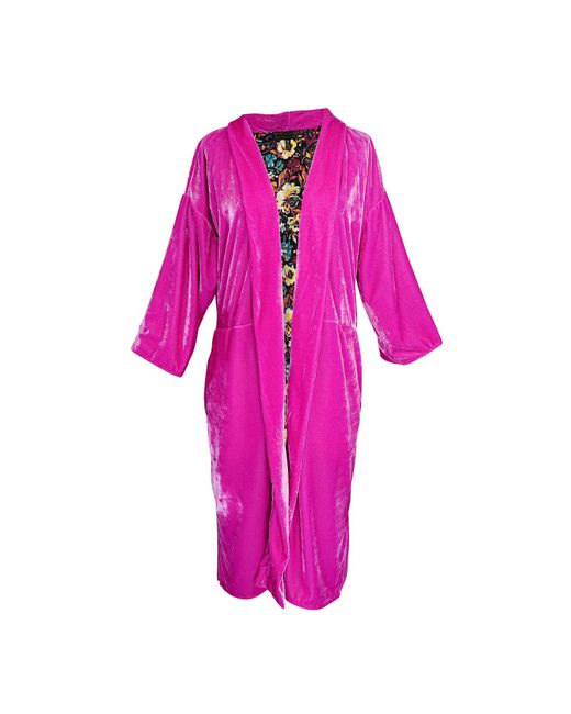 Jennafer Grace Pink Azalea Velvet Reversible Koi Kimono