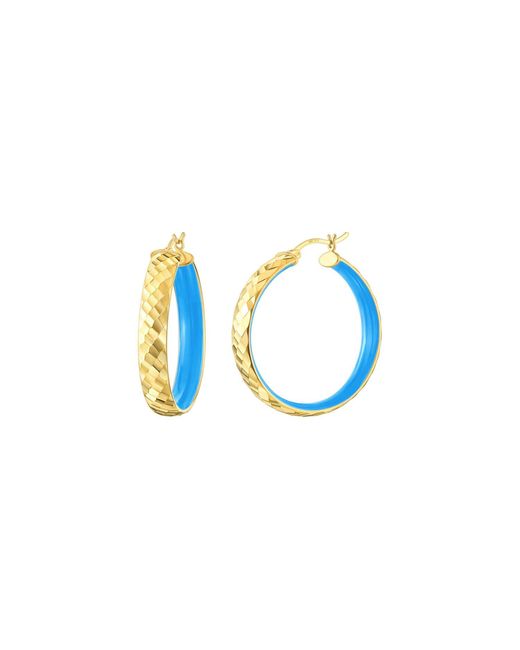 Gold & Honey Blue Hammered Hoop Earrings
