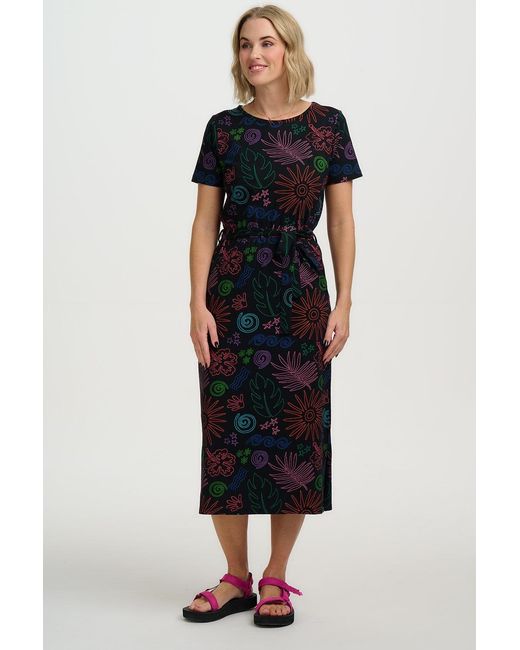 Sugarhill Black Flissy Jersey Midi Dress, Island Fiesta