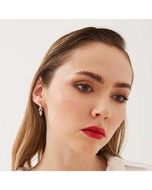 Spero London Metallic Triangle Diamond Style Pave Hoop Sterling Earring