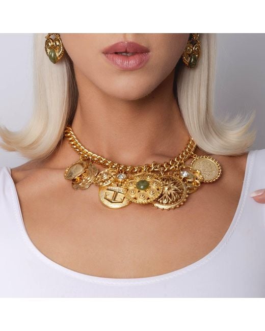 Caramel Vintage Jewellery Metallic Vintage Plated Disco Chain Necklace