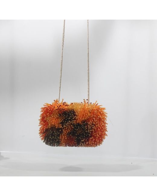 Sibylla Delphica Orange Glass Beads Embellished Clutch Bag