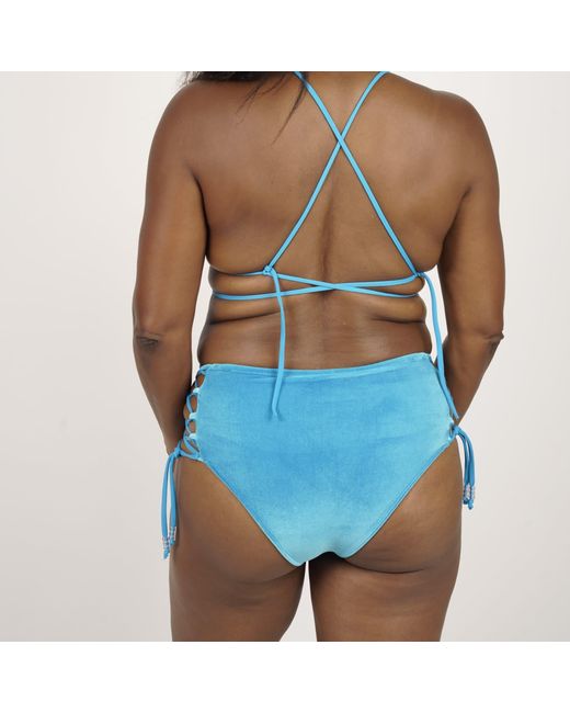 Brasini Swimwear Blue Delva High Waisted Bikini Bottom