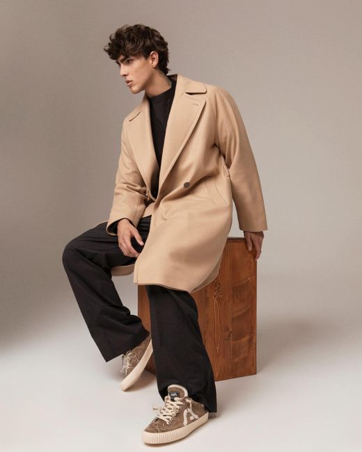 Springa | Unique Vulcanized Sneakers Italian Handmade Natural Wavy Suede Taupe Embroidery Sneakers for men