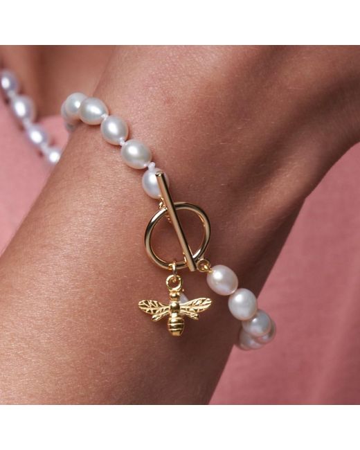 Pearls of the Orient Online Metallic Vita Cultured Freshwater Pearl Bracelet With Bumble Bee