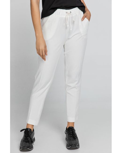 Conquista White Neutrals Ecru Crepe Pants By