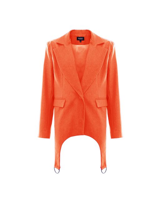 BLUZAT Orange Denim Blazer With Decorative Rings