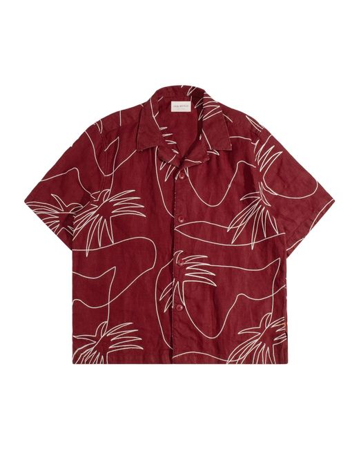 Far Afield Red Veloso Palm Embroidery Shirt for men