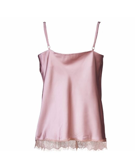 Noblesse Oblige Pink Nude Lace Trimmed Cowl Neck Camisole
