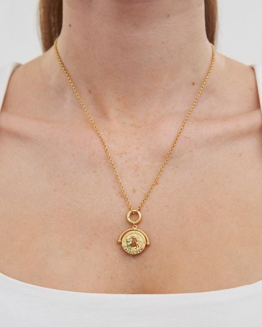 Fable England Metallic Capricorn Zodiac Spinner Necklace