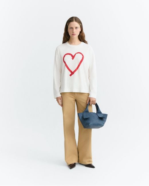 Thinking Mu White Heart Tape Emily Long-Sleeve T-Shirt