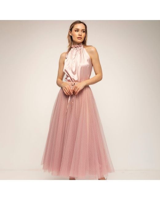 Tantra Spain Sl Pink Tulle Skirt With Polka Dots And Elastic Waistband