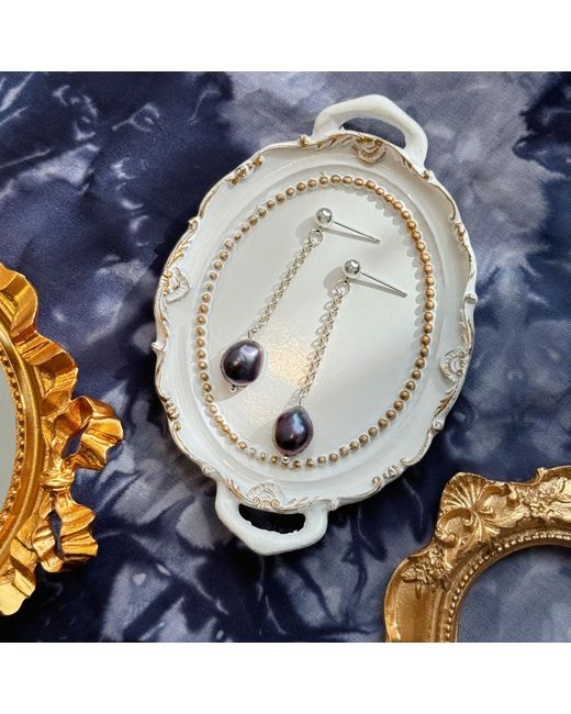 Ninemoo Metallic Midnight Baroque Pearl Earrings