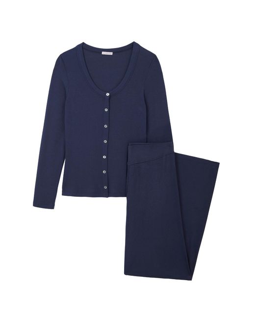 Mamu Dream Blue Ribbed Soft Modal Jersey Cardigan & Wide-Leg Joggers Set