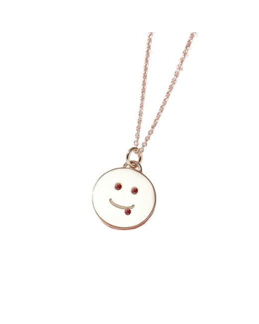 Posh Totty Designs Metallic Sterling Yum Face Face Ruby Pendant Necklace