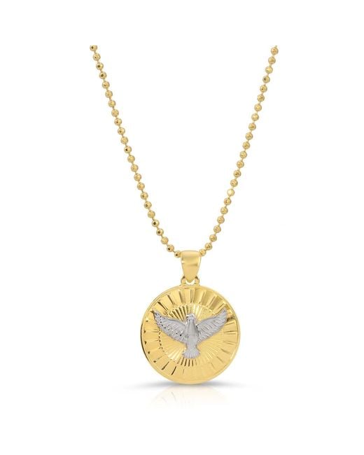 Glamrocks Jewelry Metallic White Winged Dove Necklace