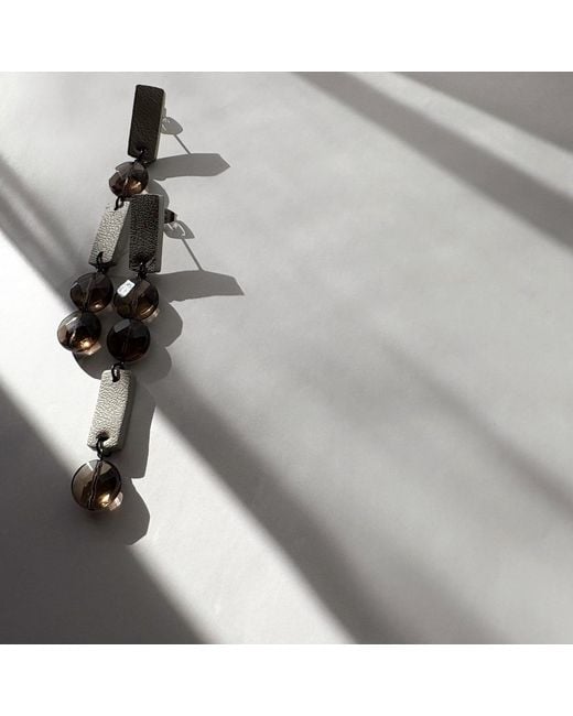 WAIWAI Metallic Neutrals Smoky Quartz Drop Earrings