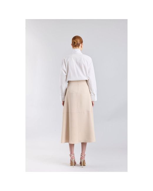 The Extreme Collection Natural Neutrals Flared Midi Skirt
