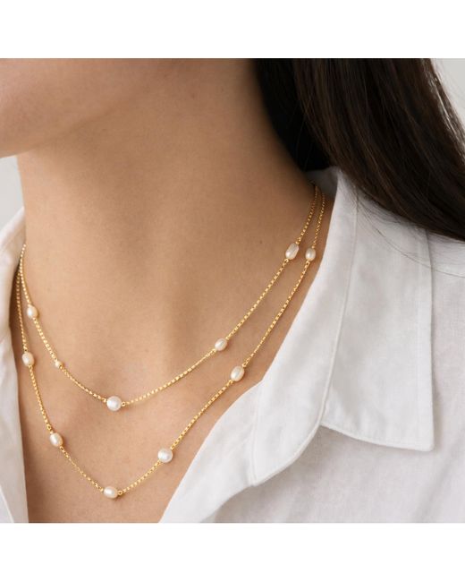 Unaloe Metallic Plated Layered Pearl Necklace For – Natural Freshwater Pearl Bridal Statement Jewelry