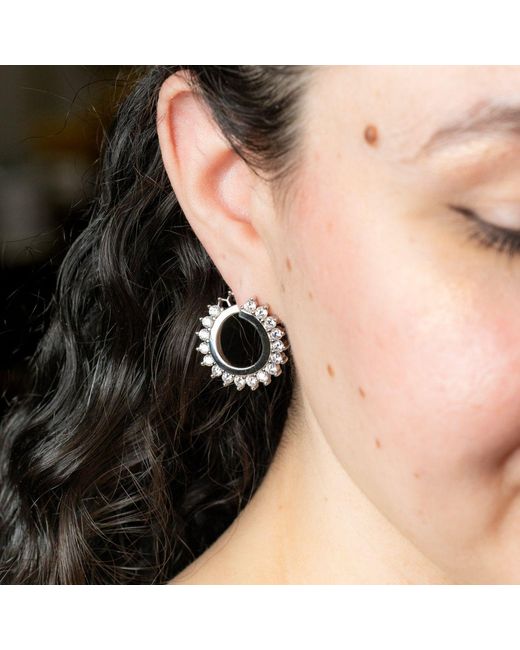 Belinda Jewelz Metallic Gemstone Starburst Hoop Earrings