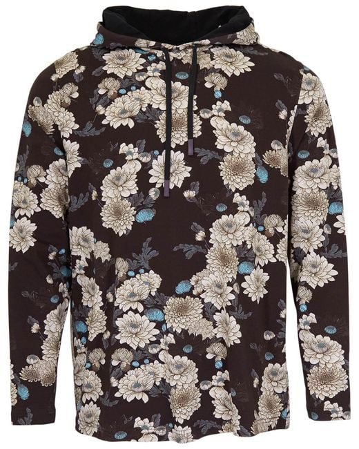 Lords of Harlech Gray Horatio Serious Floral Hoodie for men