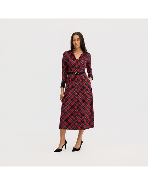 Why Mary Purple Marion Classic Tartan A-Line Midi Dress