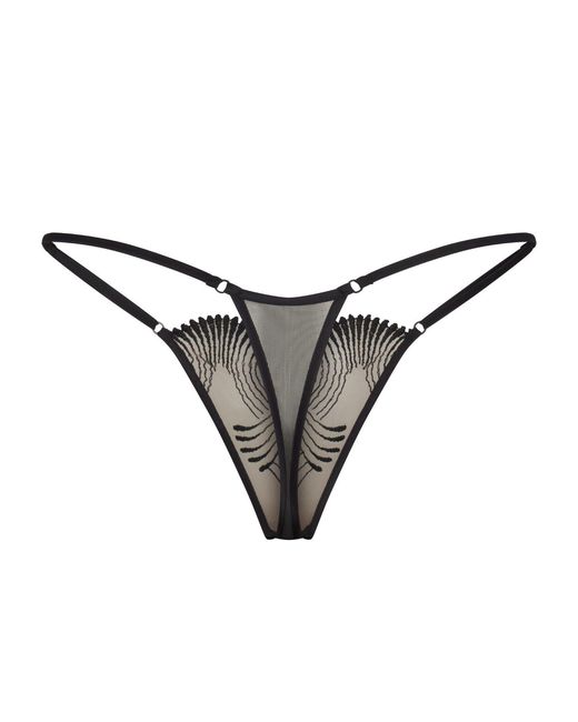 Lunatic Femme Gray Neutrals Love Triangle Embroidered Mini G-String