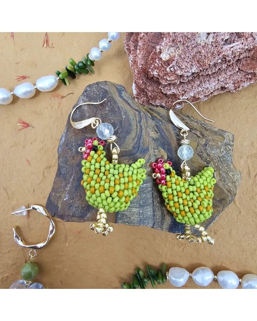 Farra Yellow Playful Handcrafted Chicken Dangle Earrings