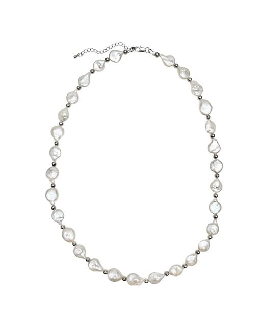 Farra Metallic Irregular Freshwater Pearls With Sterling Necklace for men