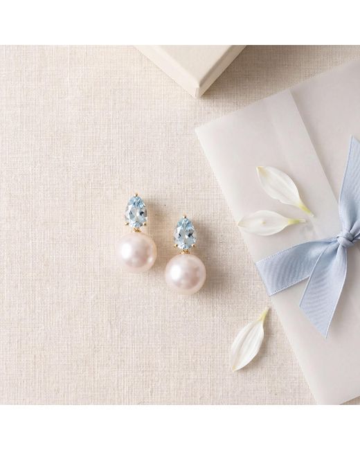 Kai Fine Jewelry Multicolor Solid Natural Aquamarine & Pearl Venus Tears Convertible Earrings
