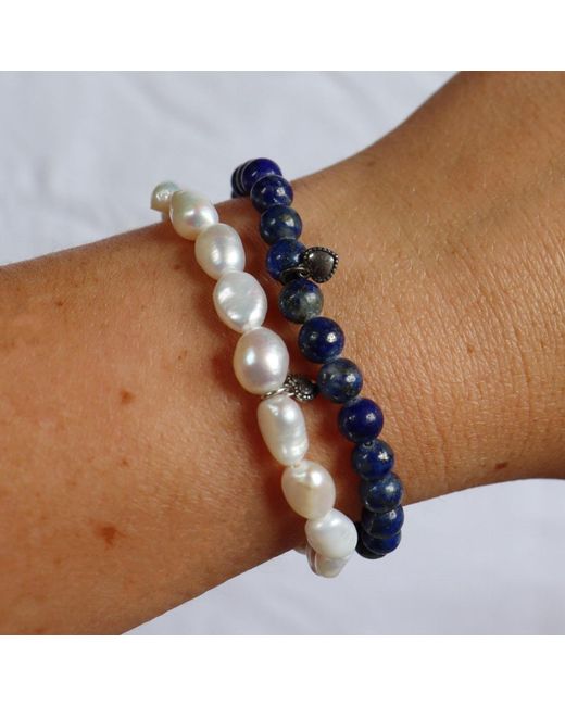 FV Jewellery Metallic La Pierre Keshi Pearl Stretchy Bracelet