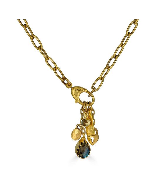 Loni Paul Jewelry Metallic Labradorite Talisman Drop Necklace