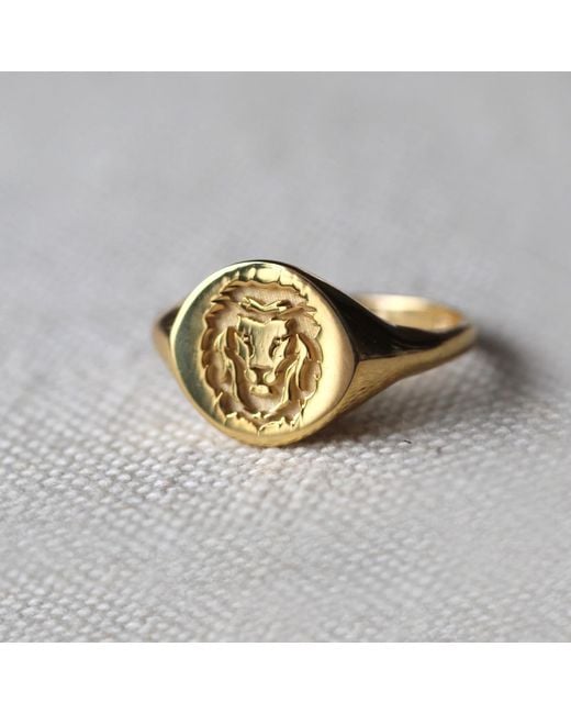 VicStoneNYC Fine Jewelry Metallic Lion Signet Solid Ring By Handmade
