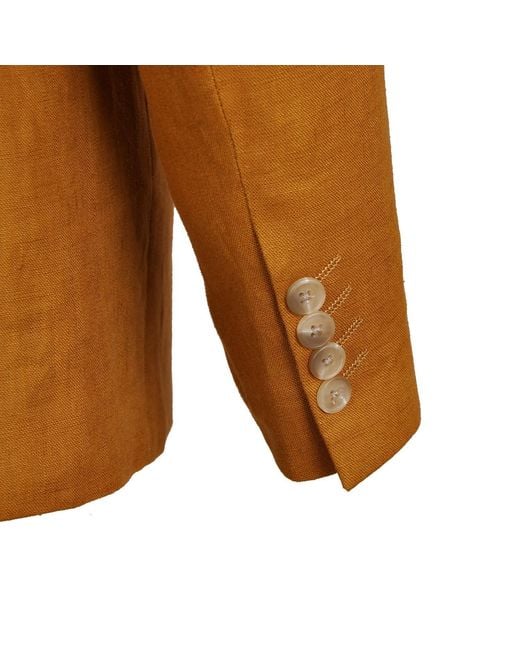 DAVID WEJ Brown Hugo Linen Single Breasted Blazer for men