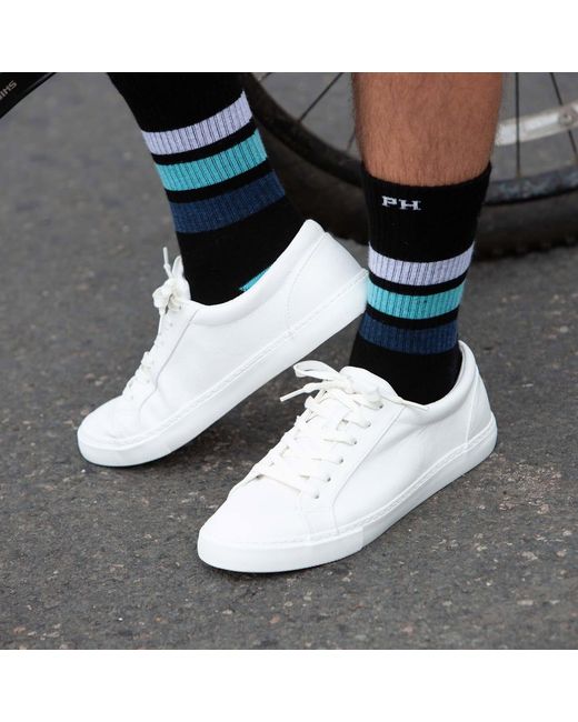 Peper Harow - Made in England Blue Striped Organic Sport Socks – for men