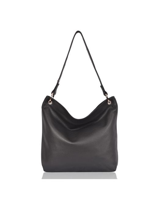 Owen Barry Black Leather Shoulder Bucket Bag Hesta