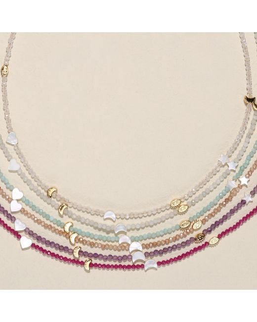 Aurozia Metallic Evil Eye Moon & Heart Amethyst Vermeil Choker Necklace& Bracelet, Crystal Protection Jewelry