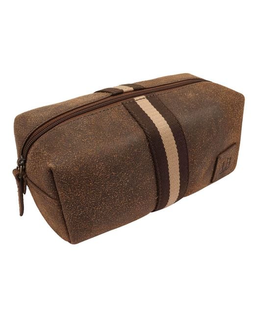 Lloyd Baker Brown Leo Leather Washbag for men