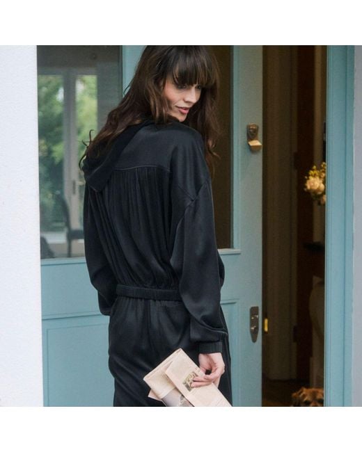 Mamu Dream Blue Washable Organic Stretch Silk Bomber Jacket