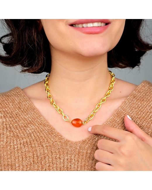 Harfi Metallic Citrine November Birthstone Statement Pendant Necklace