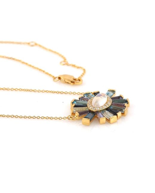 Artisan Metallic Moonstone, Multi Sapphire & Diamond Sunburst Necklace