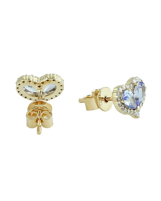 Artisan Blue Tanzanite & Diamond Heart Stud Earrings