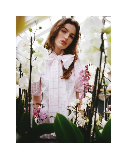 Lisa The Label White Le Jardin Plum Blossom Shirt Dress