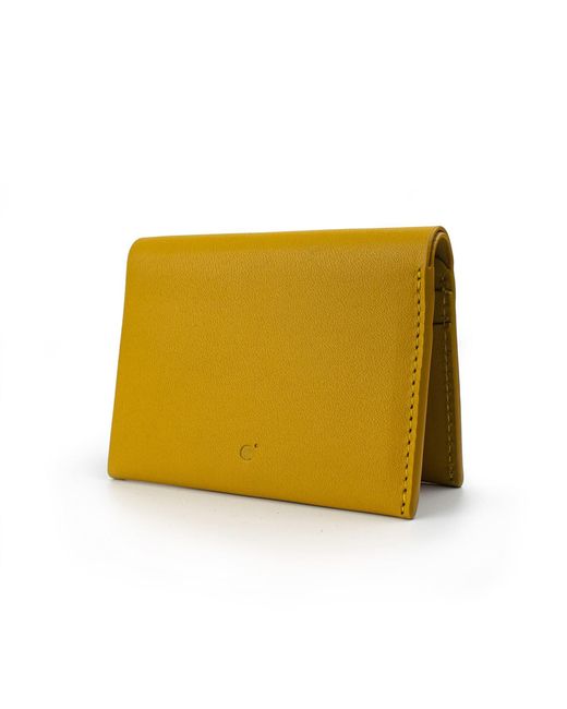 godi. Yellow Handmade Bifold Leather Wallet