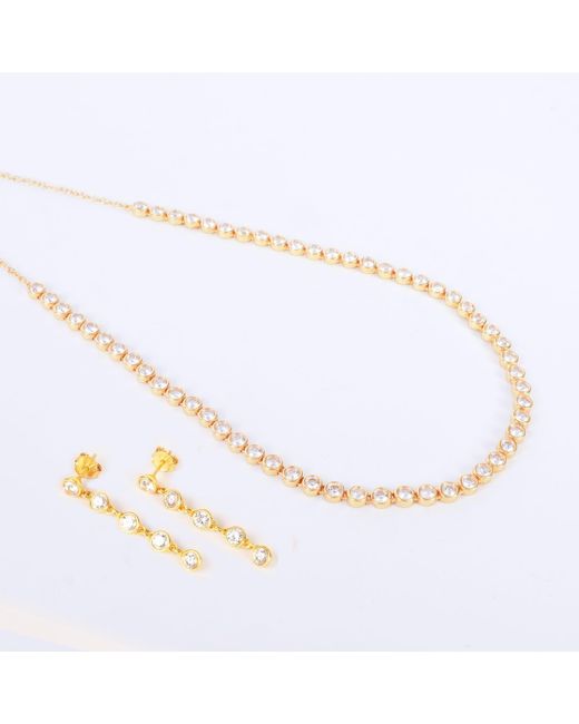 Lila Rasa Metallic Crystal Tennis Earrings