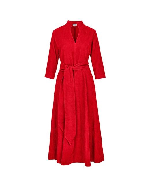 At Last Red Chelsea Corduroy Midi Dress