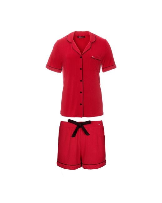 Pretty You London Red Bamboo Shirt Short Set